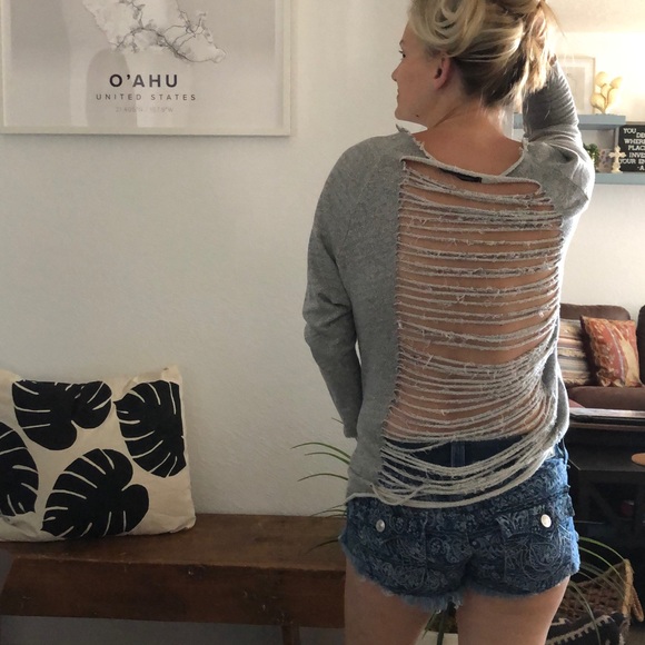Foreign Exchange Sweaters - Shredded back sweatshirt